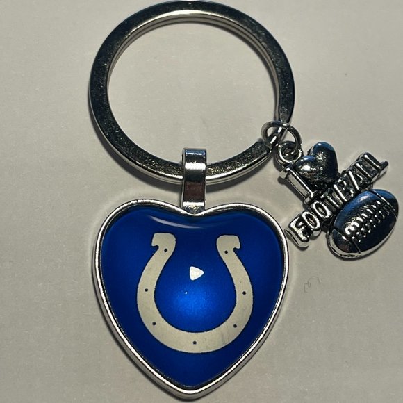 INDIANAPOLIS COLTS NFL I Love Football Heart Key Ring !!!NEW!!! - Picture 1 of 1